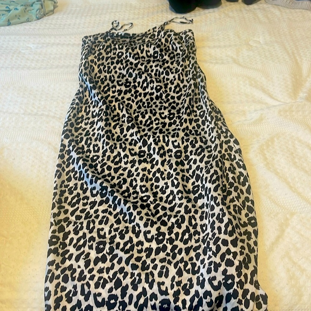 Leopard silky slip dress